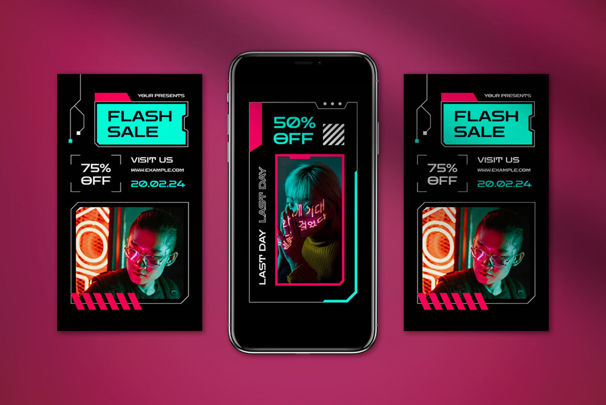 Black Cyberpunk Fashion Instagram Pack 6