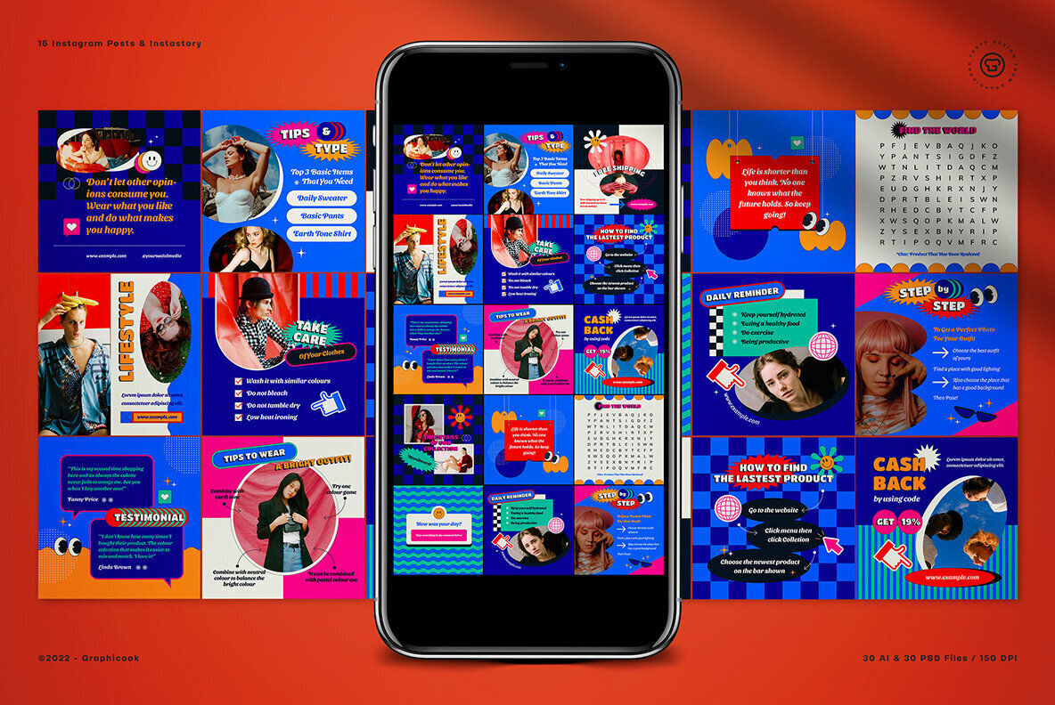 Blue Retro Instagram Pack 2