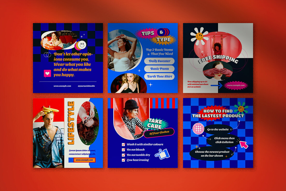 Blue Retro Instagram Pack 3