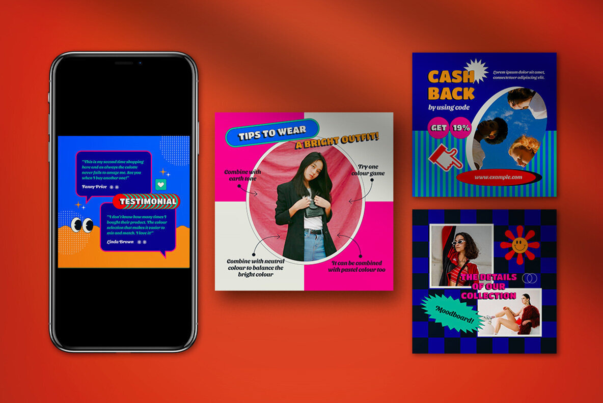 Blue Retro Instagram Pack 4