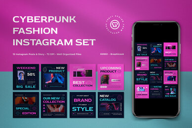 Navy Cyberpunk Fashion Instagram Pack