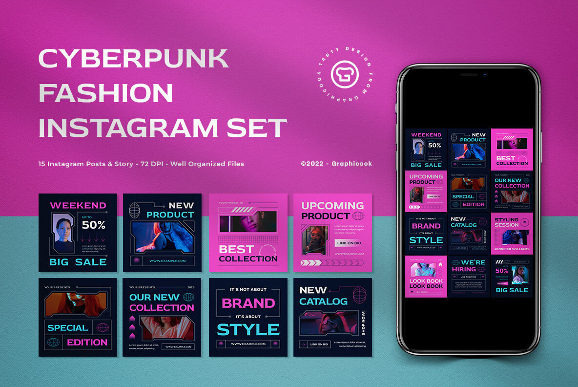 Navy Cyberpunk Fashion Instagram Pack 1