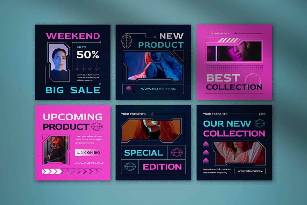 Navy Cyberpunk Fashion Instagram Pack 3