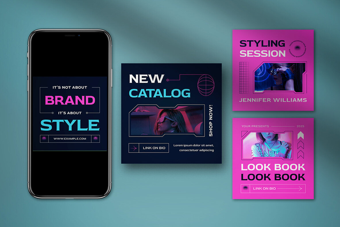 Navy Cyberpunk Fashion Instagram Pack 4