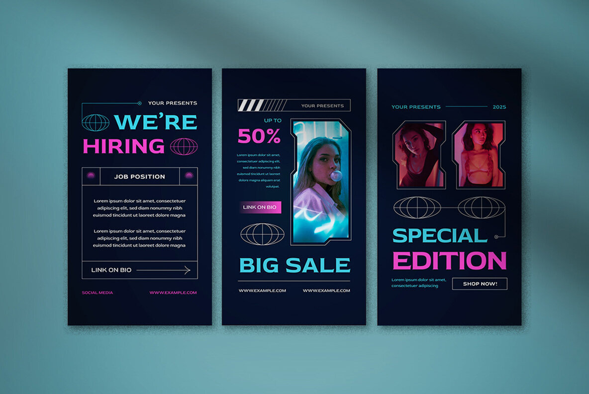 Navy Cyberpunk Fashion Instagram Pack 5