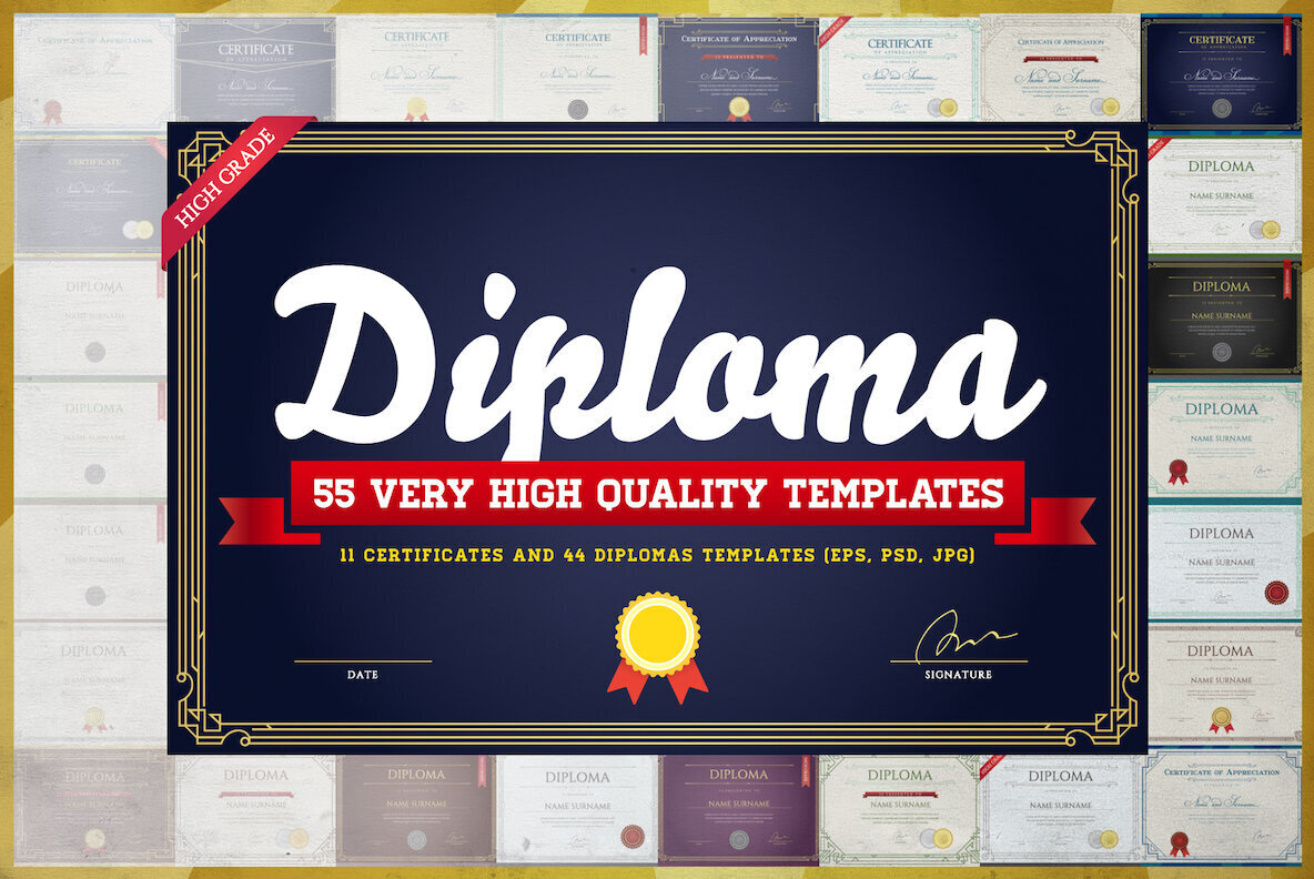55 Diploma   Certificate Templates 1