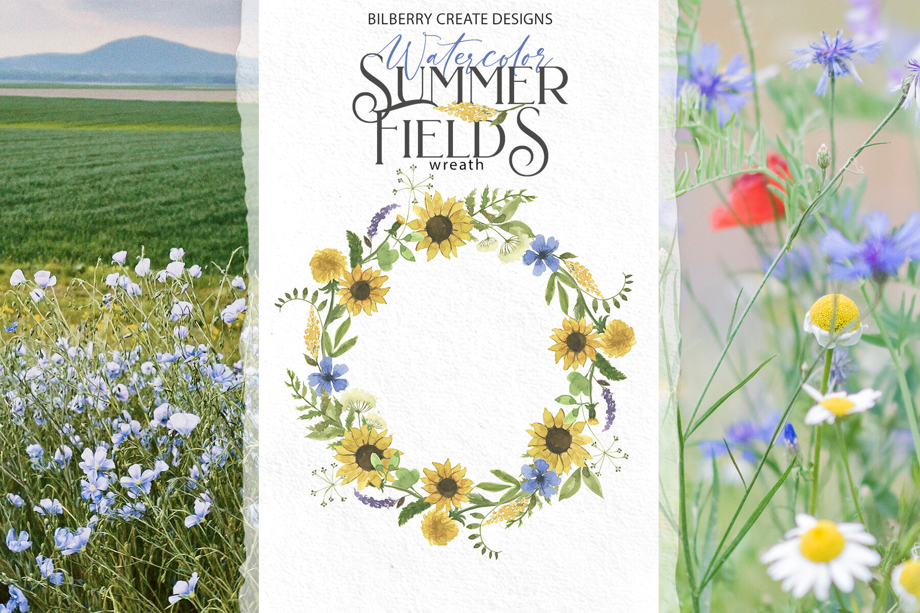 Watercolour Summer Flowers Fields 8