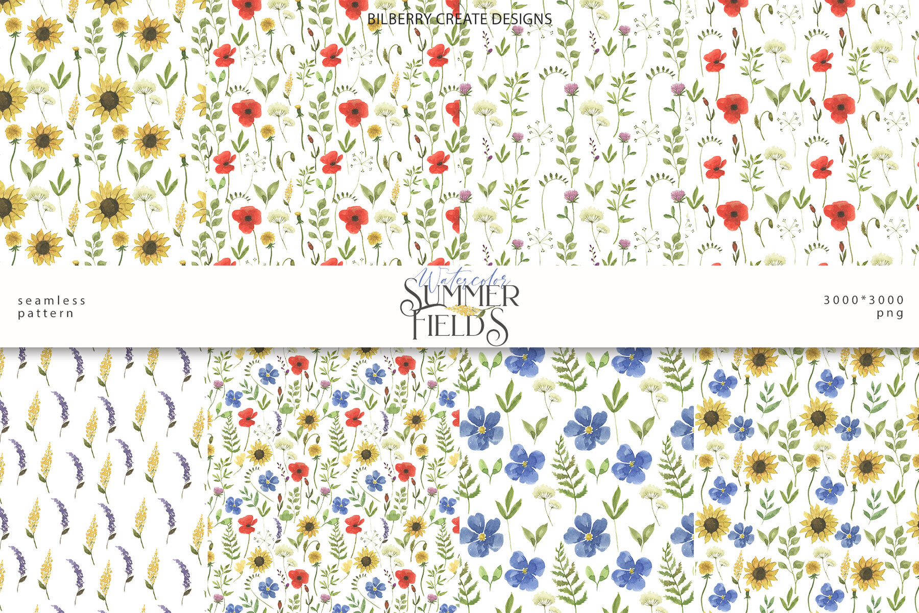 Watercolour Summer Flowers Fields 10