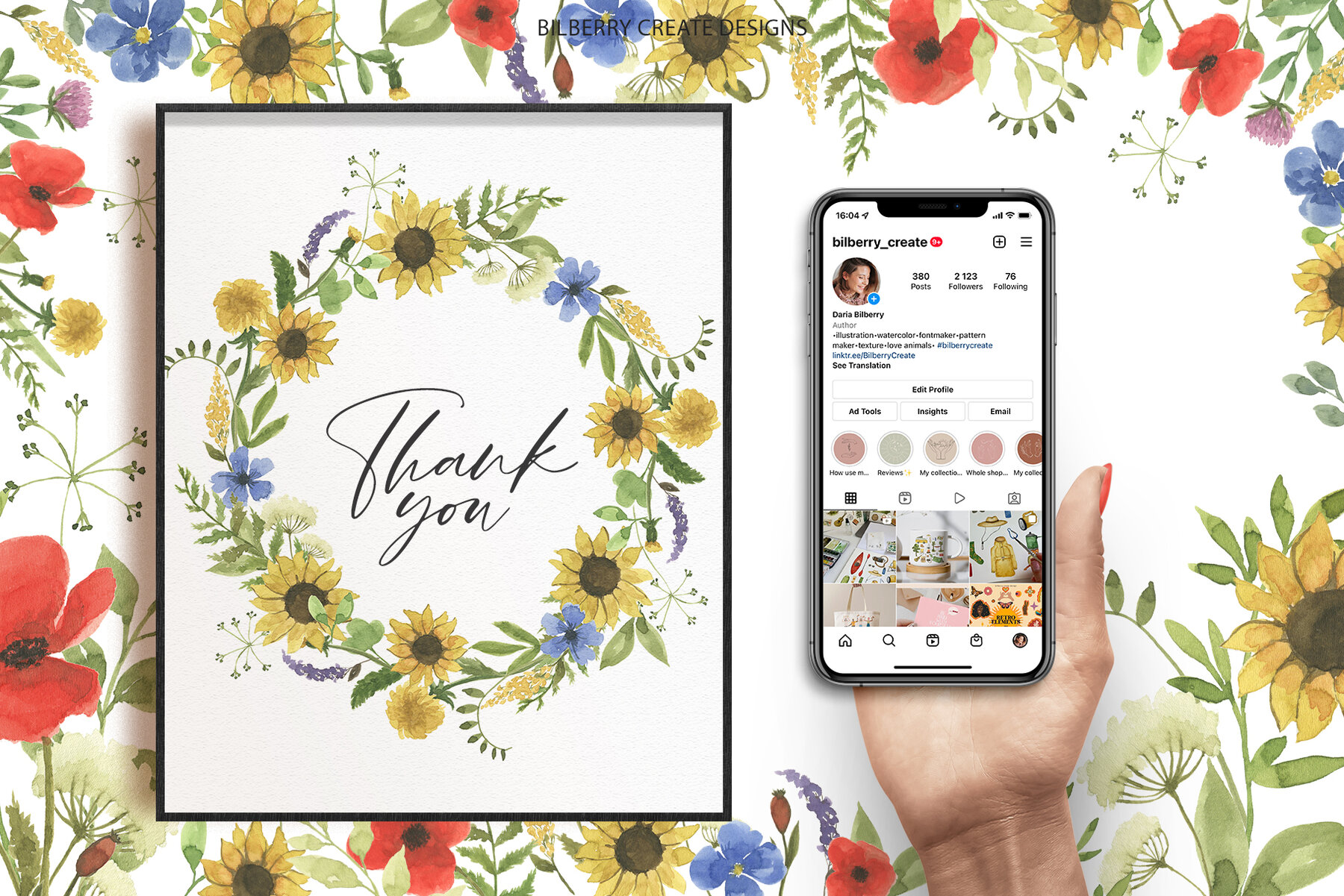 Watercolour Summer Flowers Fields 13