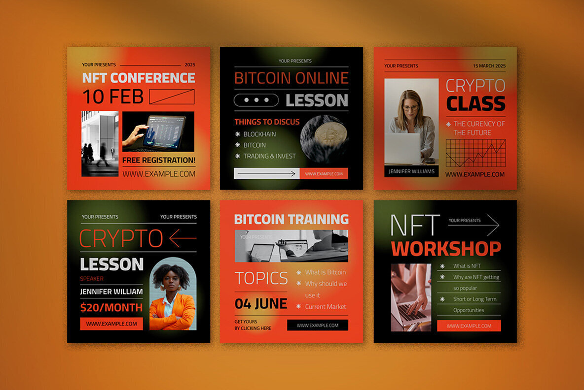 Orange Modern Crypto Instagram Pack 3