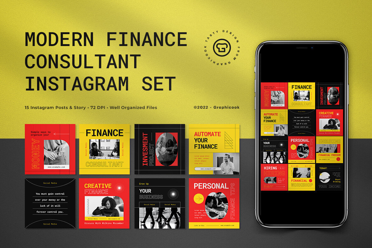 Yellow Modern Finance Consultant Instagram Pack 1