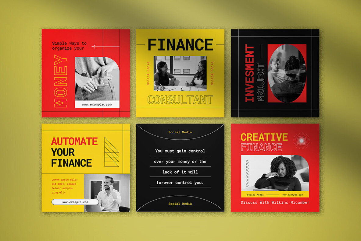 Yellow Modern Finance Consultant Instagram Pack 3