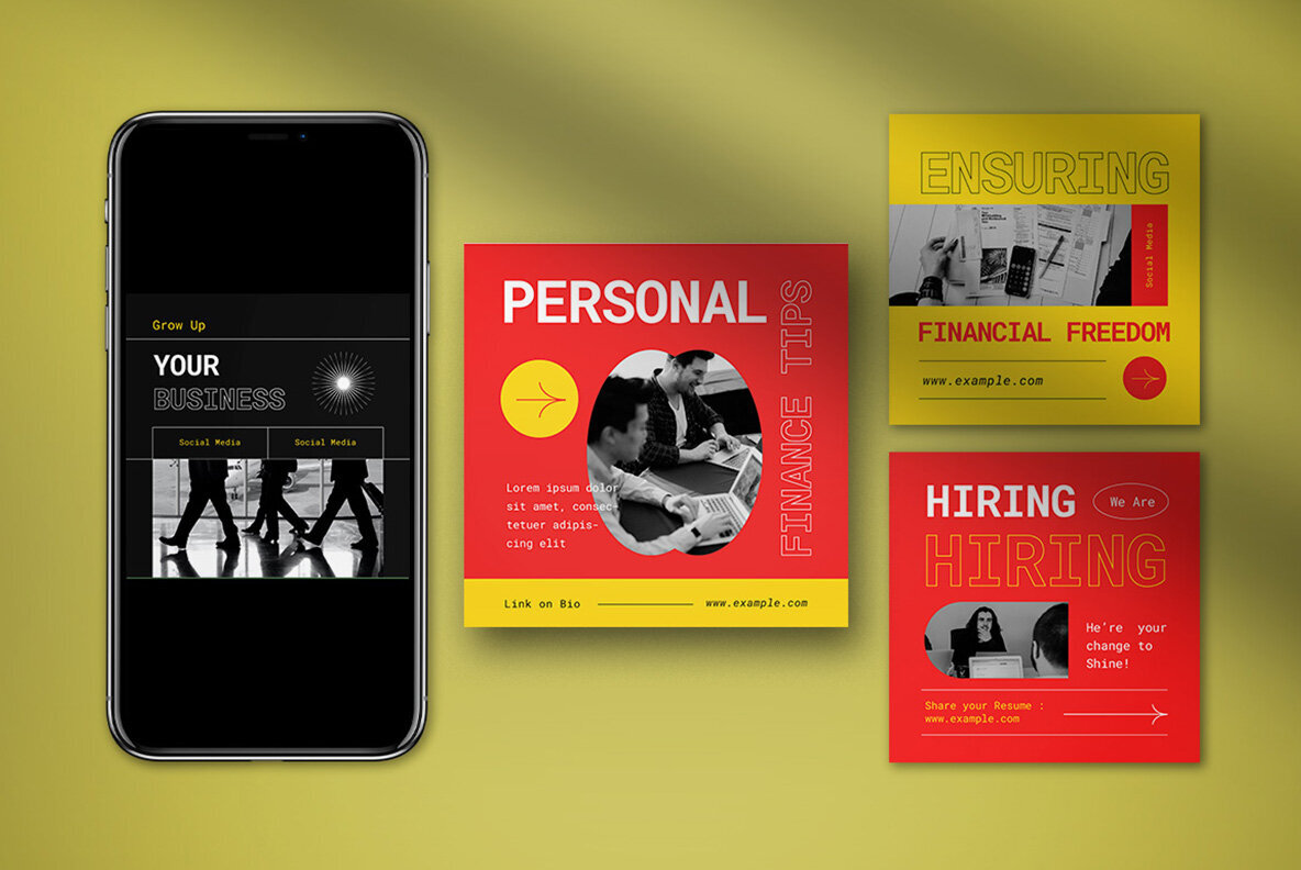 Yellow Modern Finance Consultant Instagram Pack 4