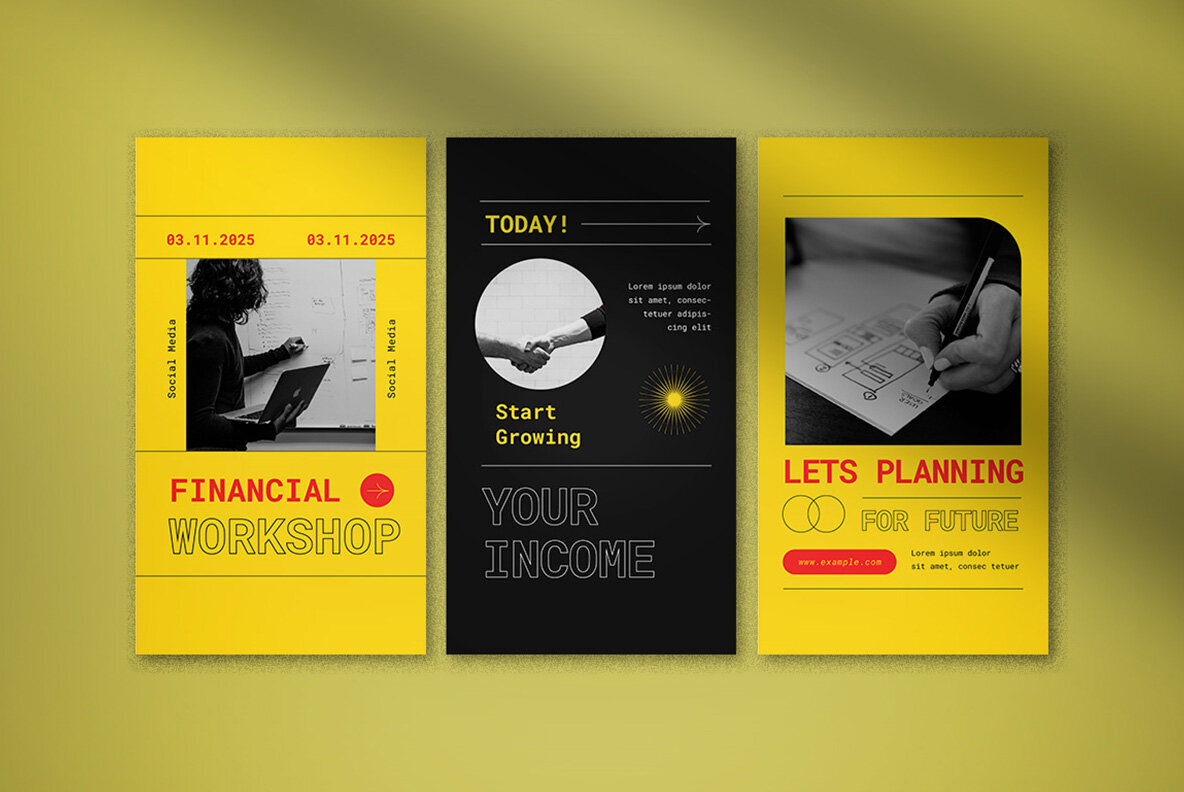 Yellow Modern Finance Consultant Instagram Pack 5