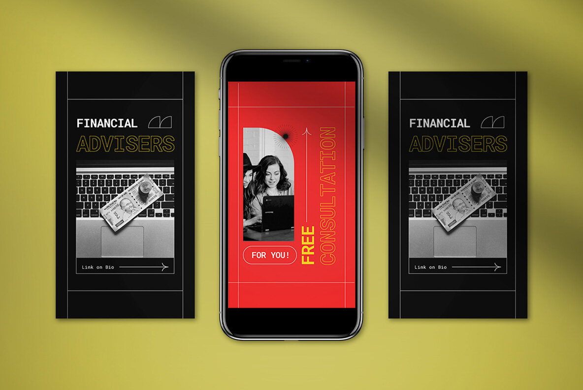 Yellow Modern Finance Consultant Instagram Pack 6