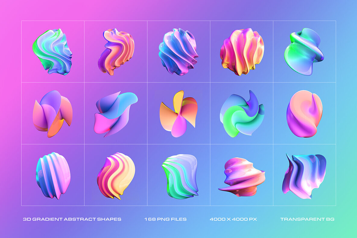 3D Gradient Abstract Shapes 2
