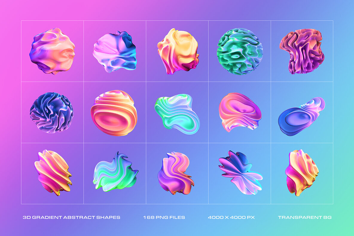 3D Gradient Abstract Shapes 4