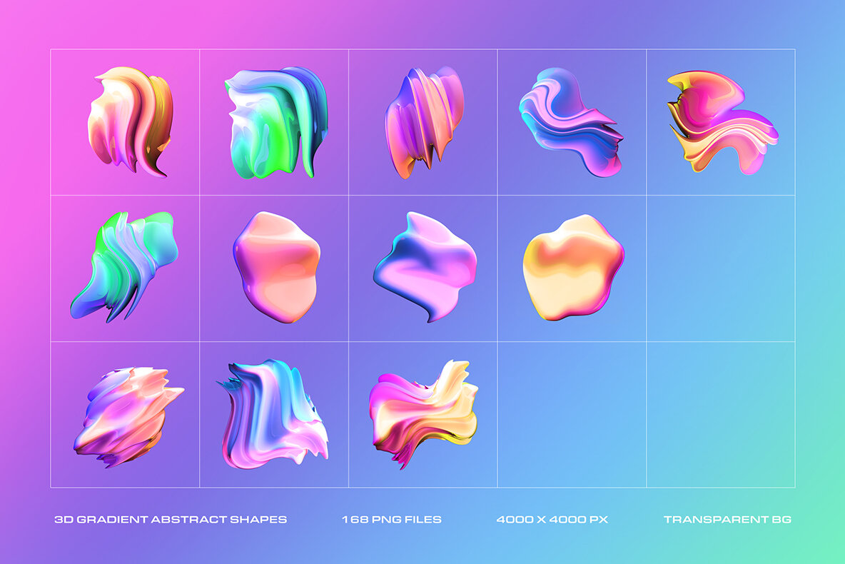 3D Gradient Abstract Shapes 6
