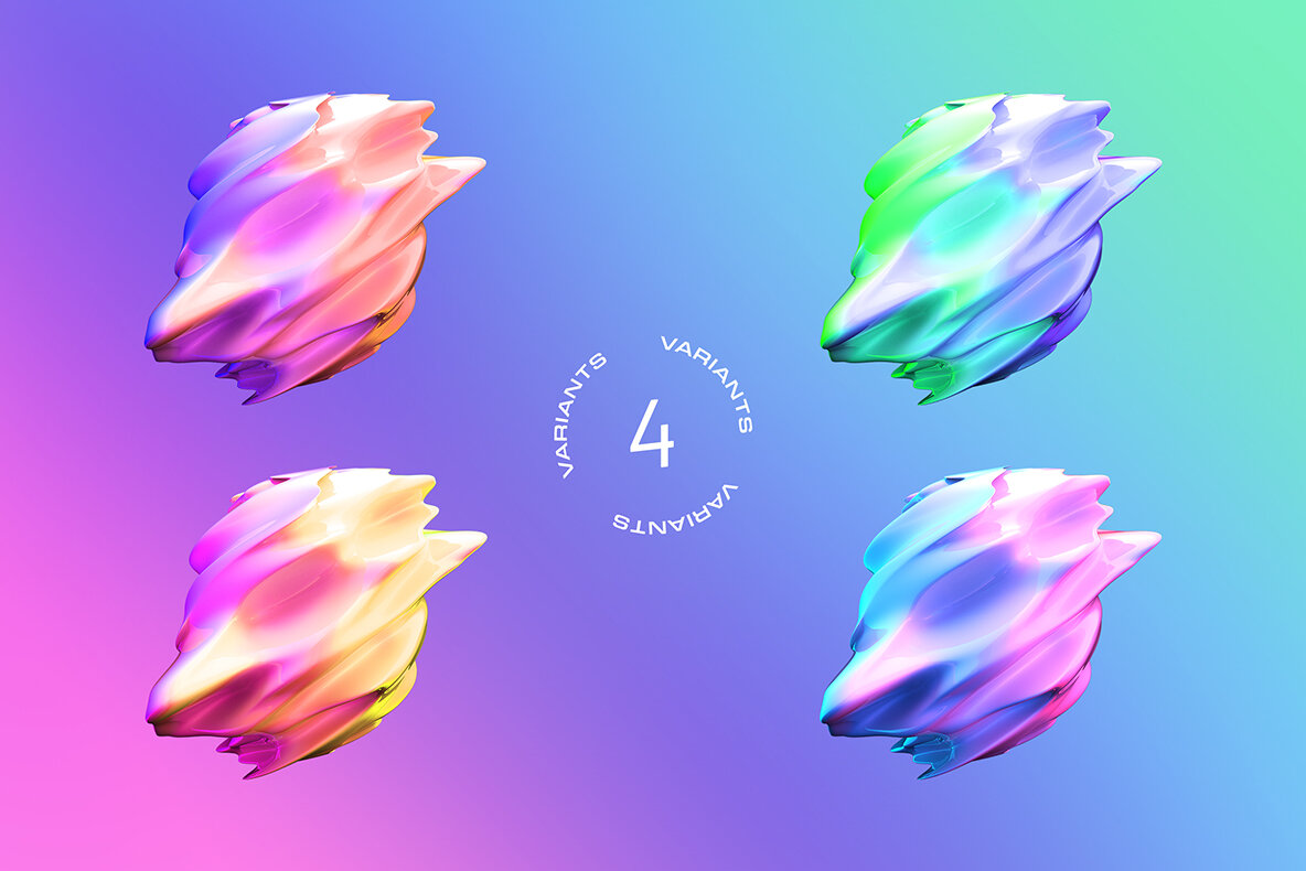 3D Gradient Abstract Shapes 8