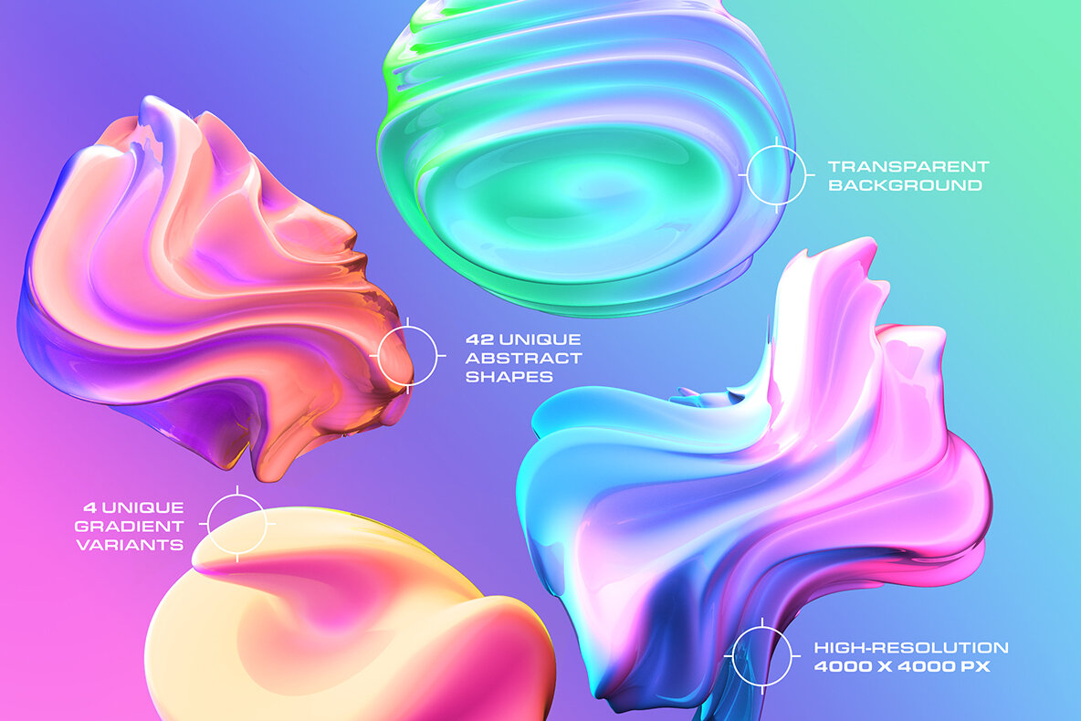 3D Gradient Abstract Shapes 10