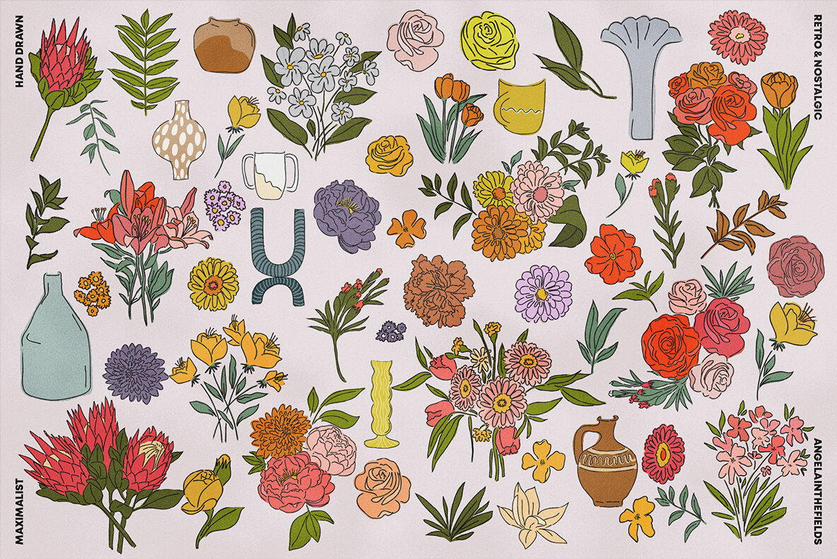 Sketchy Spring Floral Vector Clipart 4