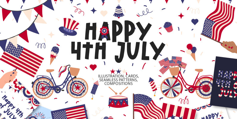 Happy 4th July  Independence Day Set