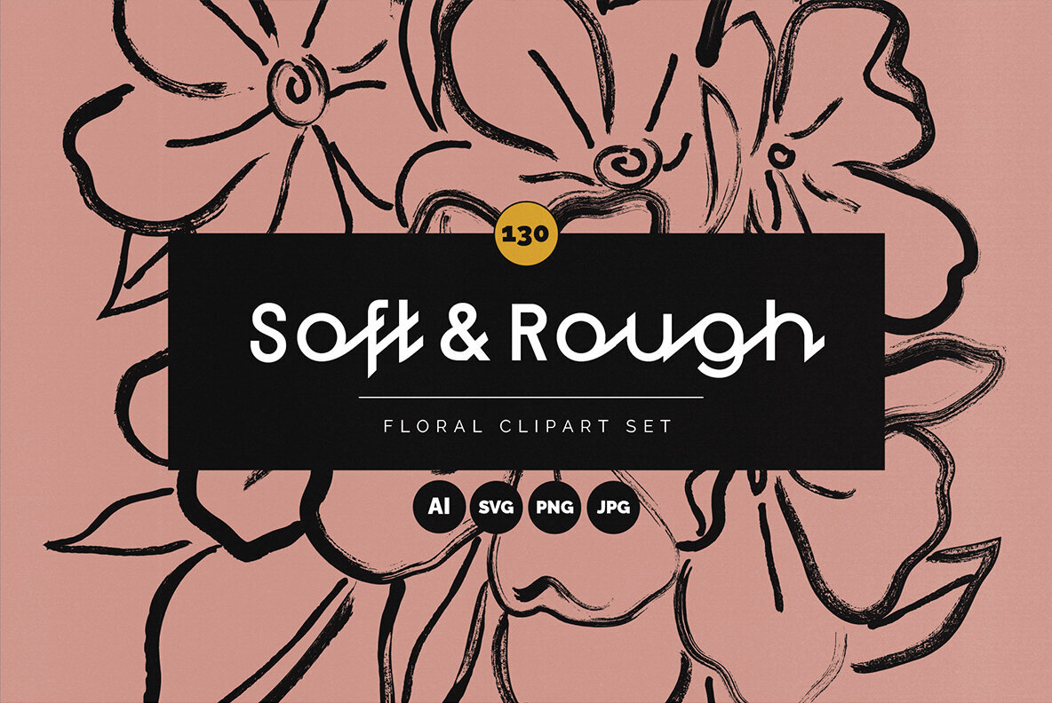 Brushed Spring Floral Vector Clipart 1