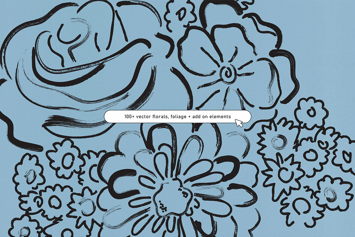 Brushed Spring Floral Vector Clipart 6
