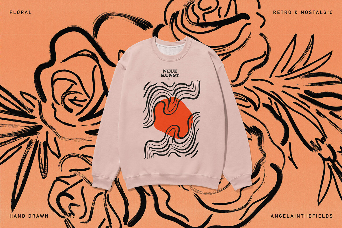 Brushed Spring Floral Vector Clipart 12