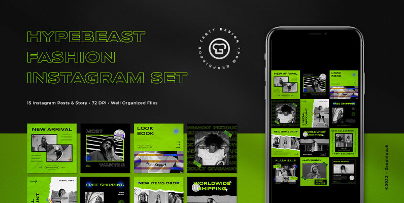 Green Hypebeast Fashion Instagram Pack