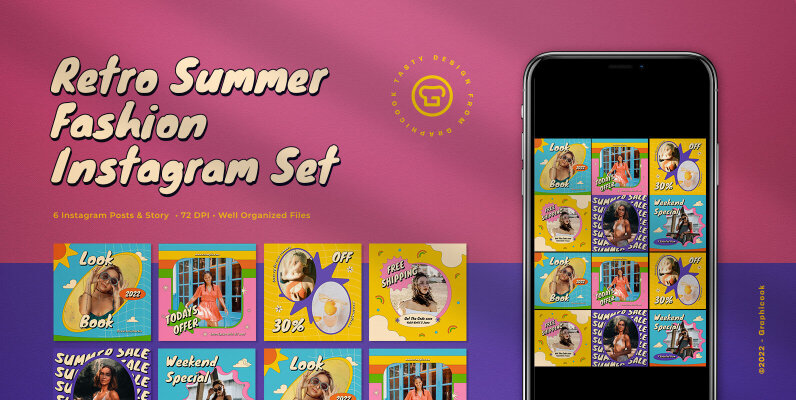 Pink Retro Summer Fashion Instagram Pack