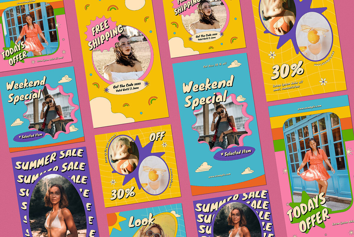 Pink Retro Summer Fashion Instagram Pack 3