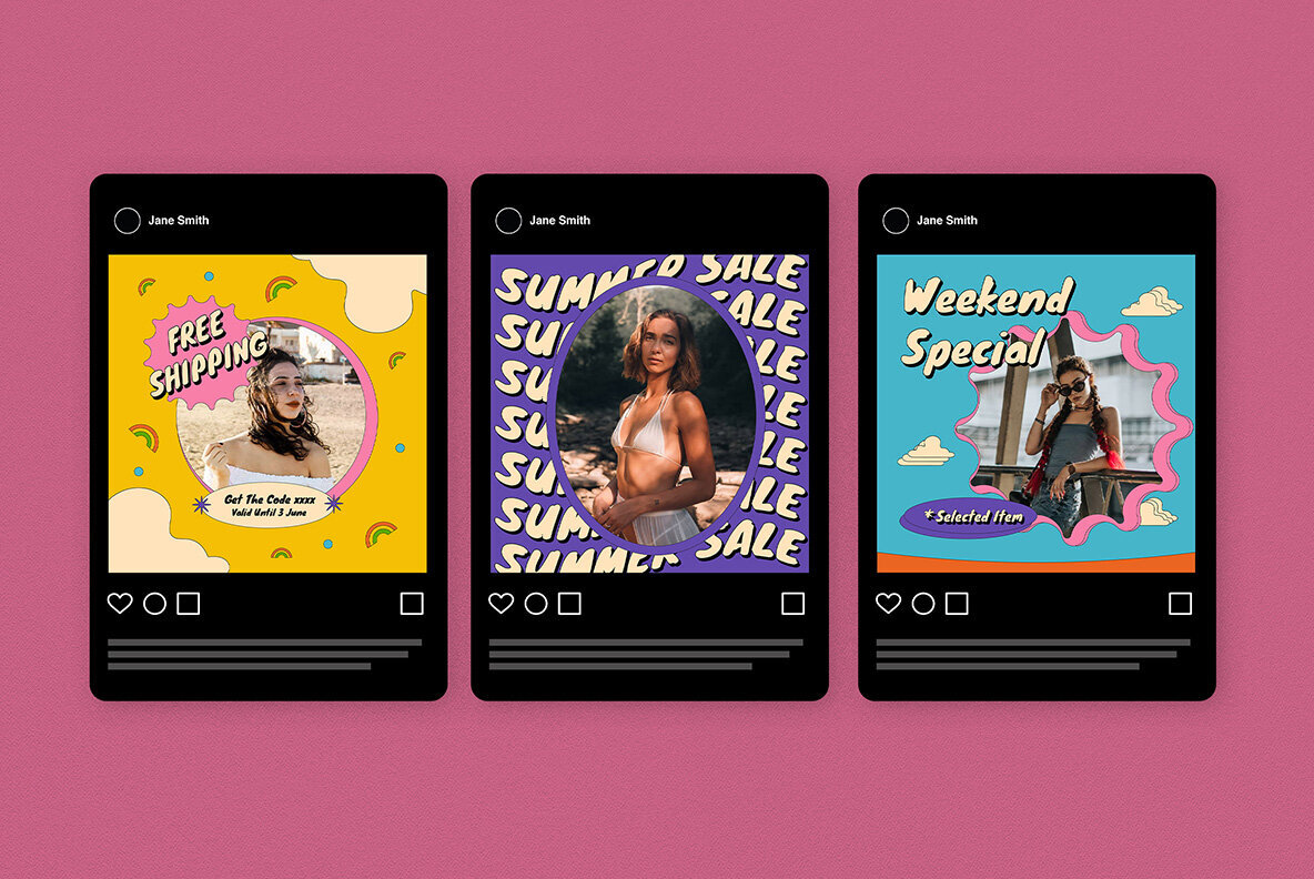 Pink Retro Summer Fashion Instagram Pack 5