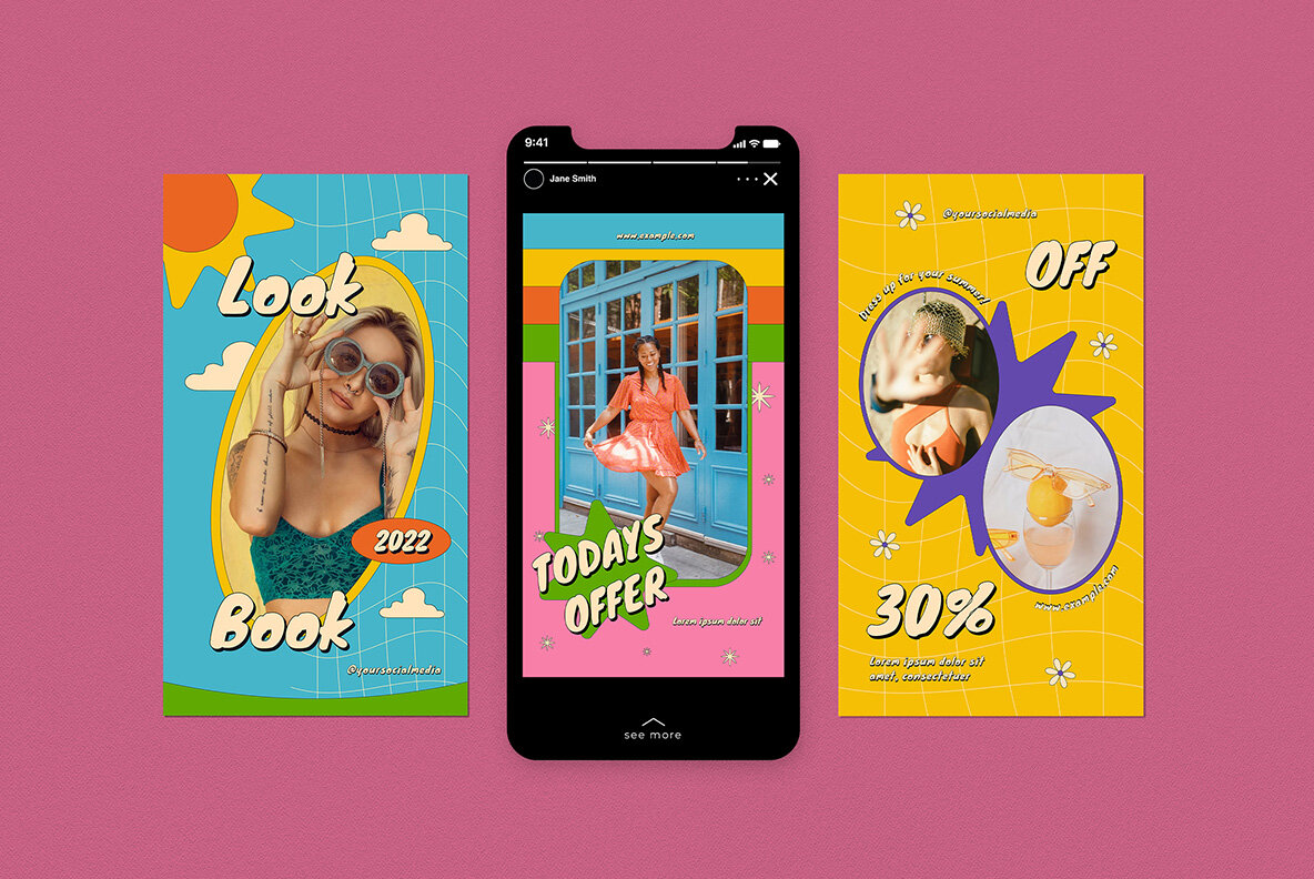 Pink Retro Summer Fashion Instagram Pack 6