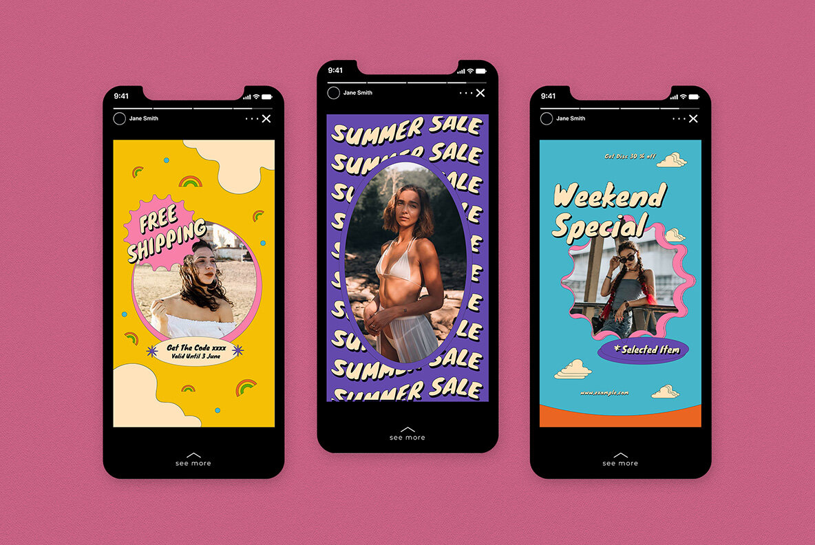 Pink Retro Summer Fashion Instagram Pack 7