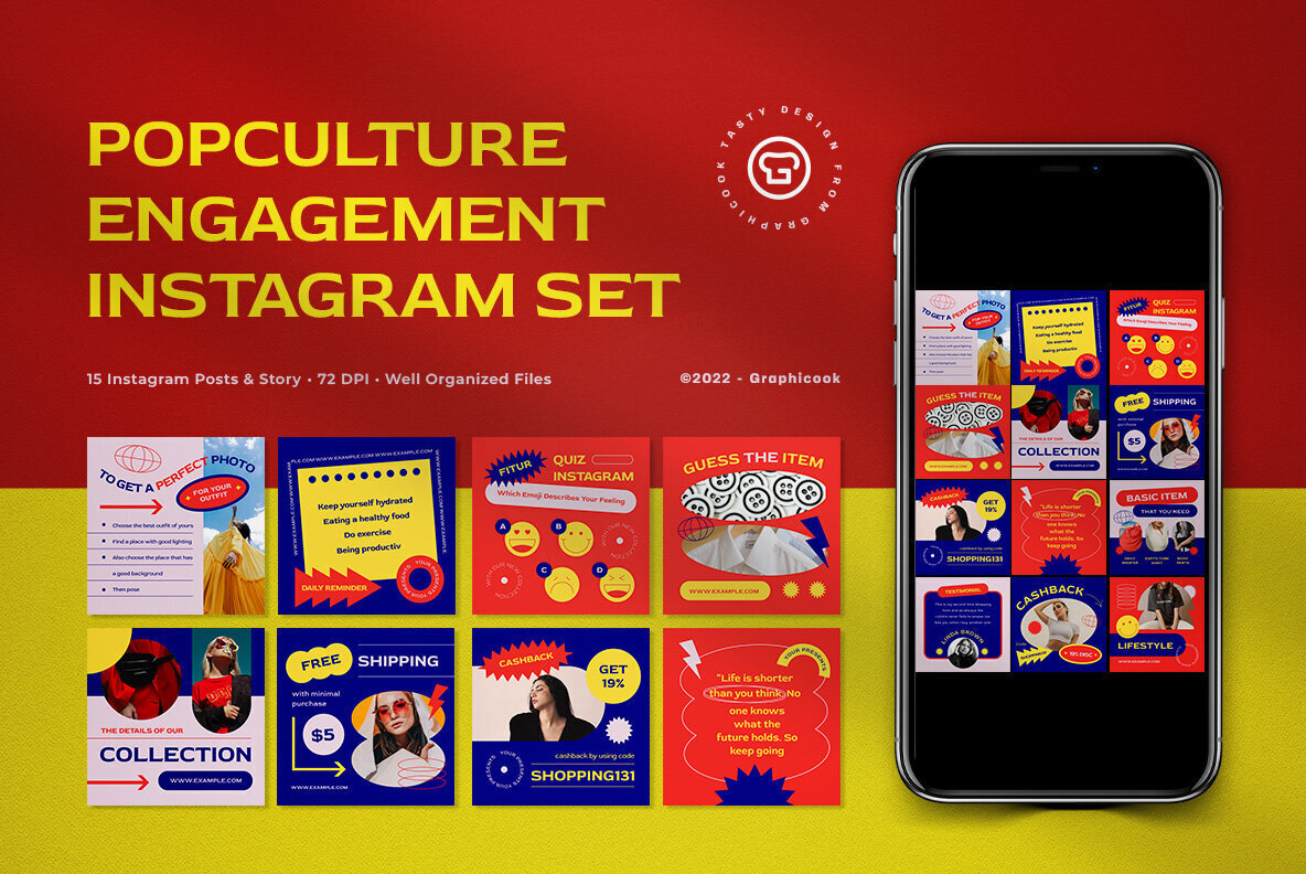 Red Pop Culture Fashion Instagram Pack 1