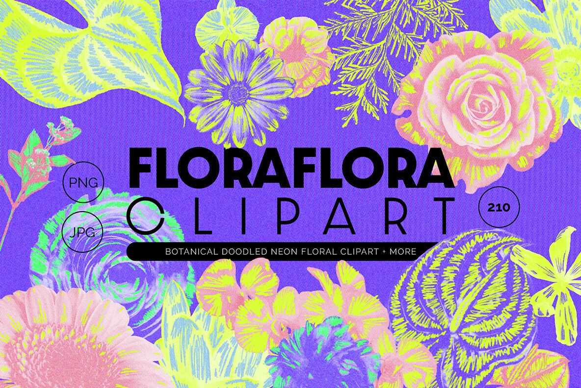 80s Maximalist Floral Clipart 1