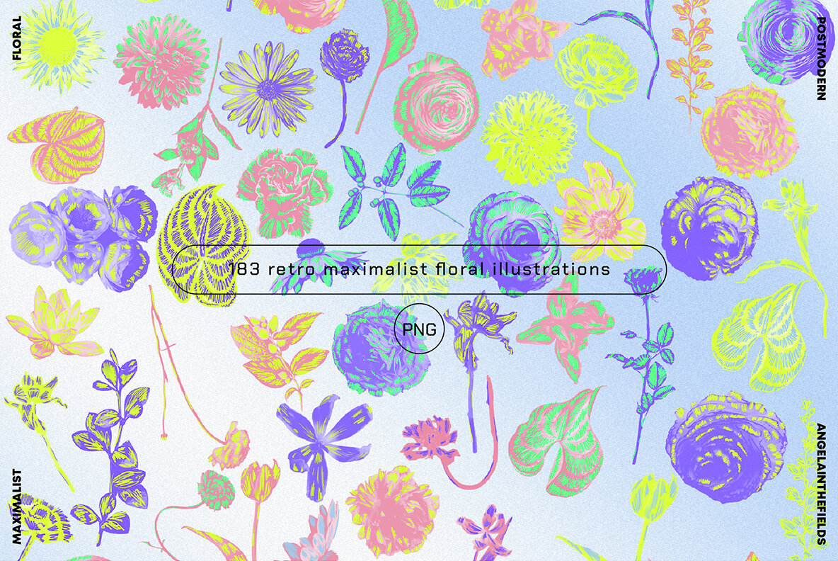 80s Maximalist Floral Clipart 6