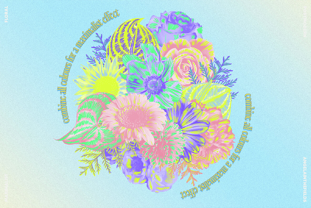 80s Maximalist Floral Clipart 7