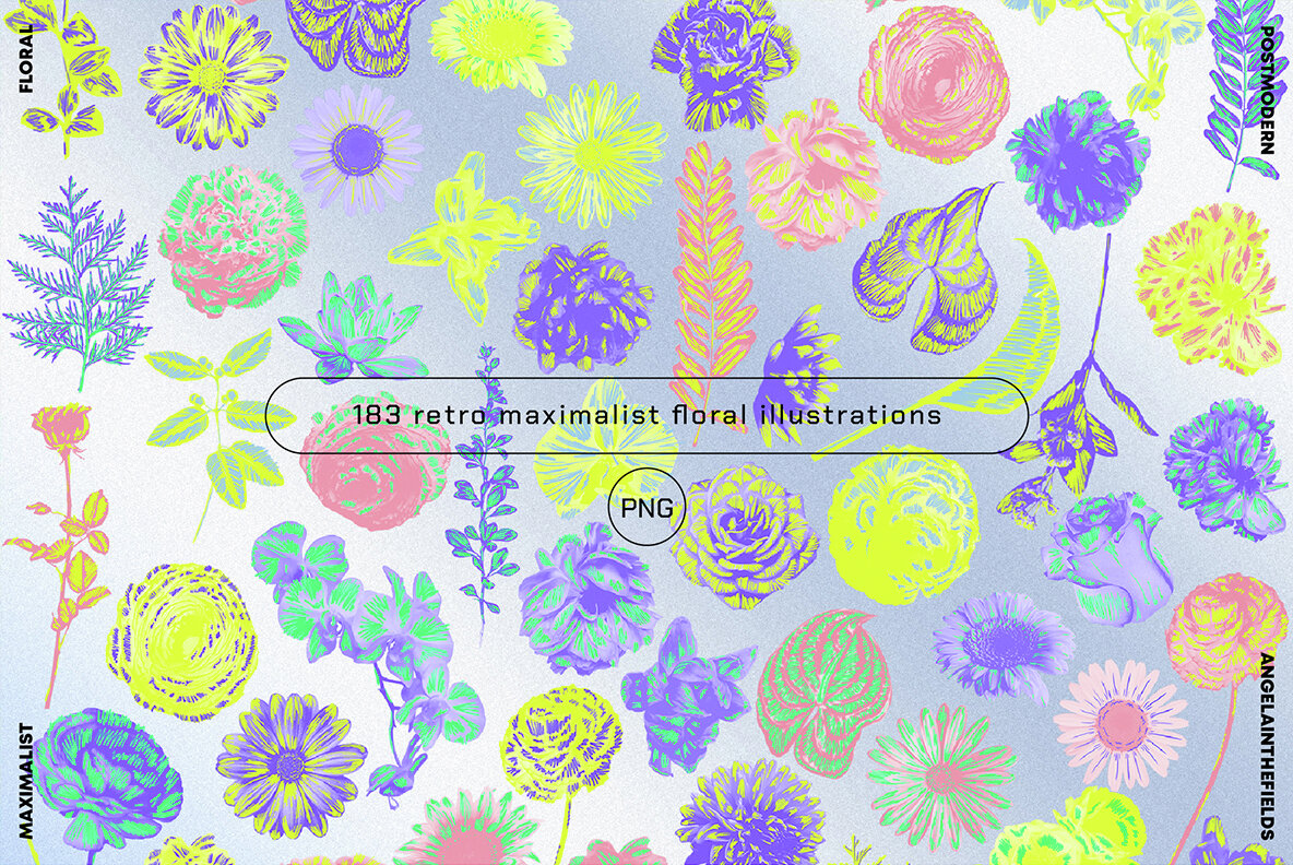 80s Maximalist Floral Clipart 8