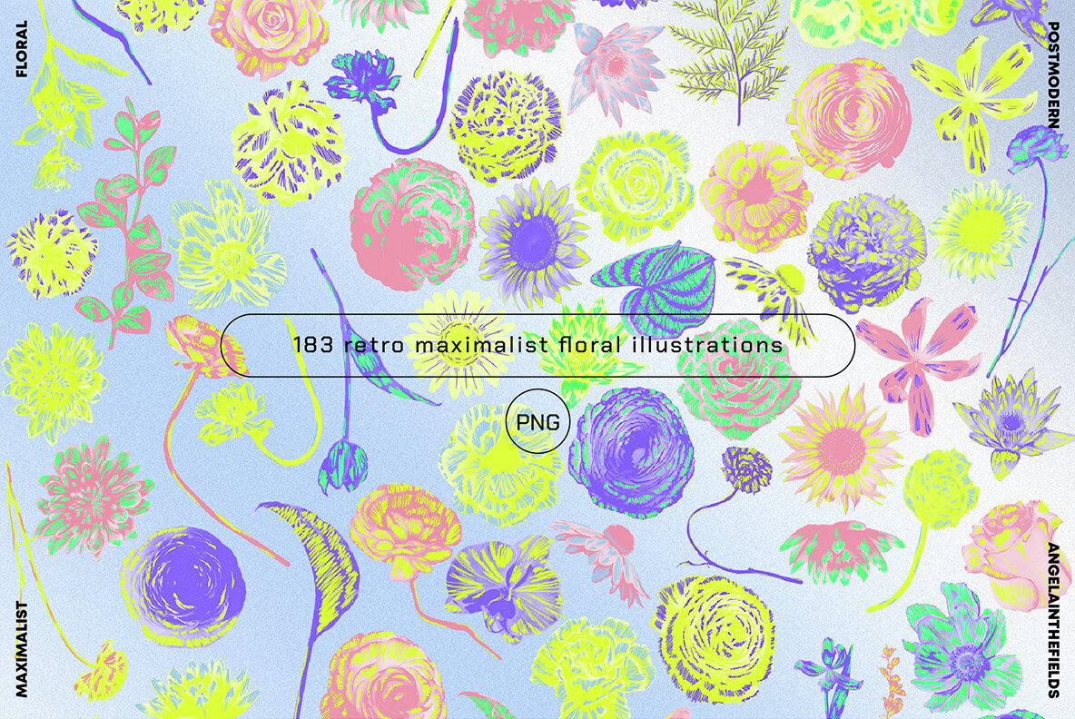 80s Maximalist Floral Clipart 10