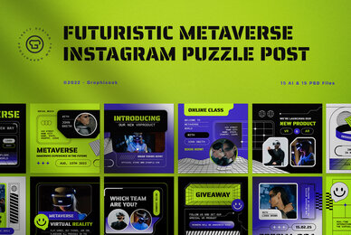 Blue Futuristic Metaverse Instagram Puzzle