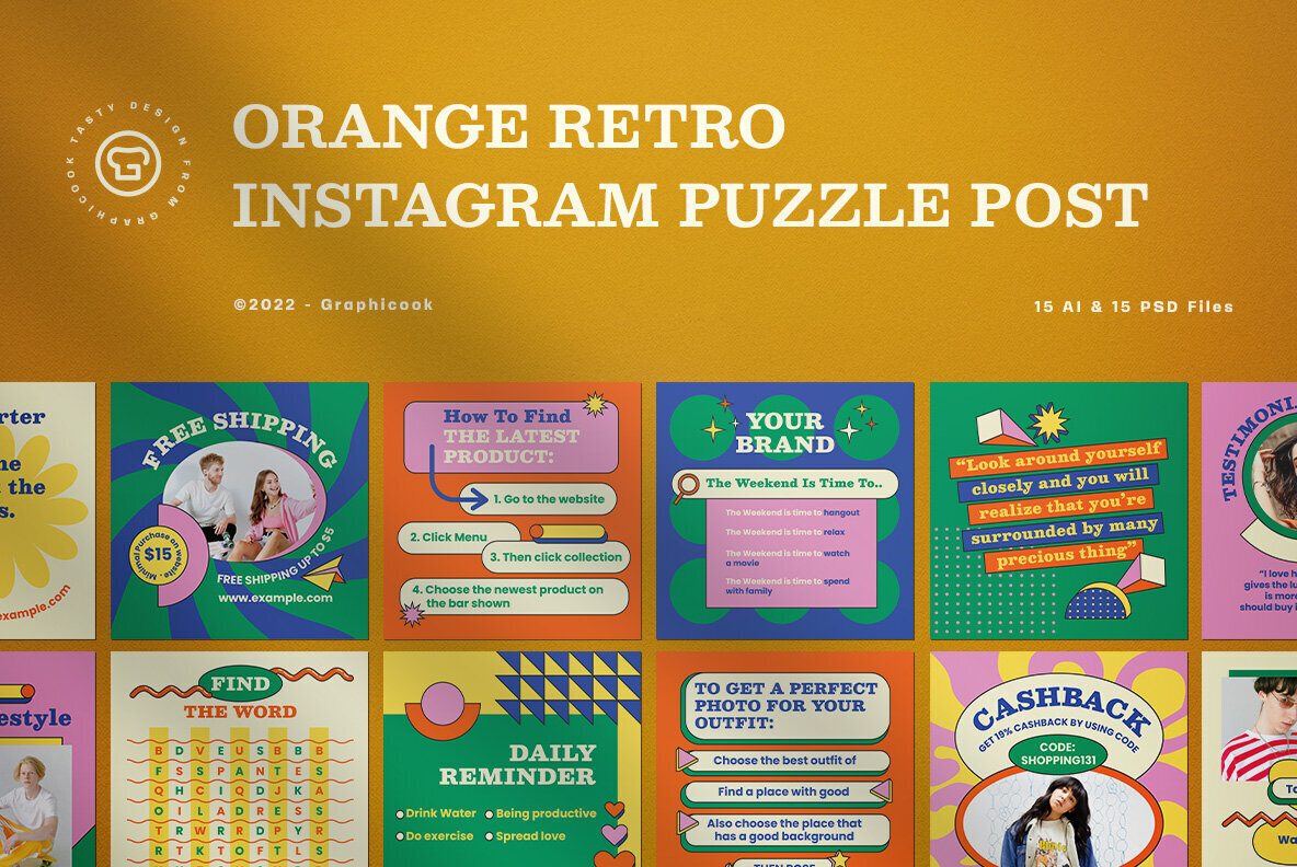 Orange Retro Fashion Instagram Puzzle 1