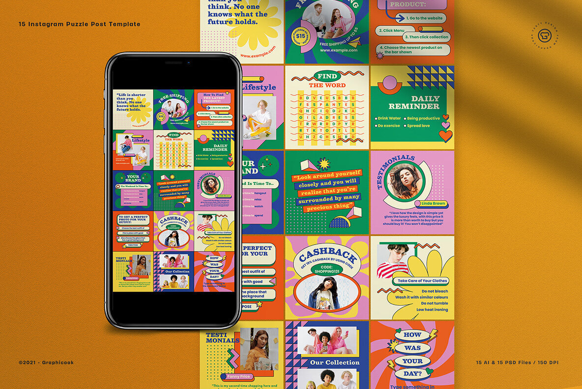 Orange Retro Fashion Instagram Puzzle 2