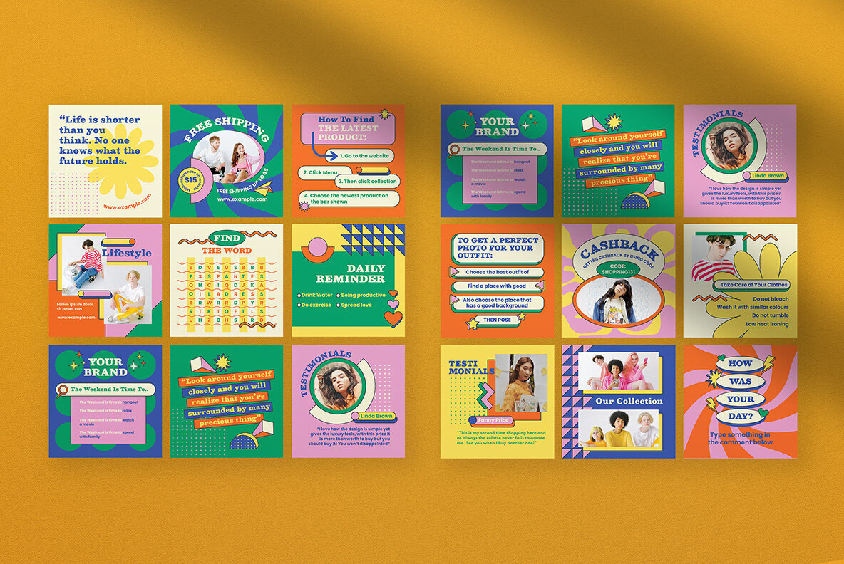 Orange Retro Fashion Instagram Puzzle 3