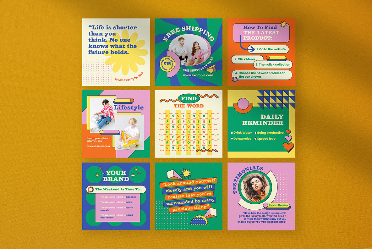 Orange Retro Fashion Instagram Puzzle 4