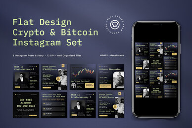 Navy Flat Design Crypto and Bitcoin Instagram Pack