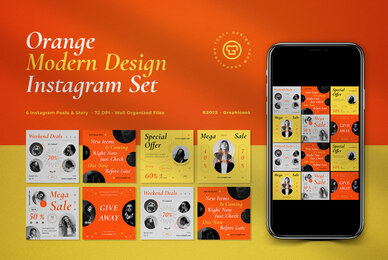 Orange Modern Design Fashion Sale Instagram Pack