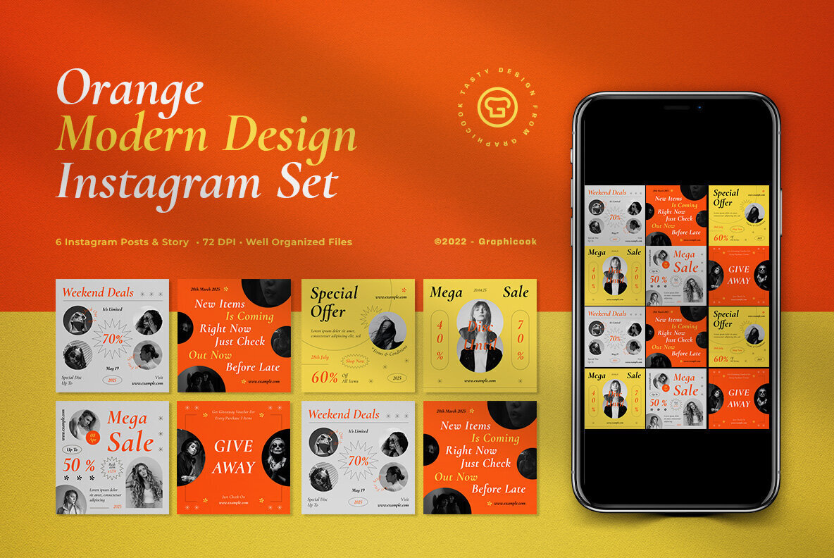 Orange Modern Design Fashion Sale Instagram Pack 1