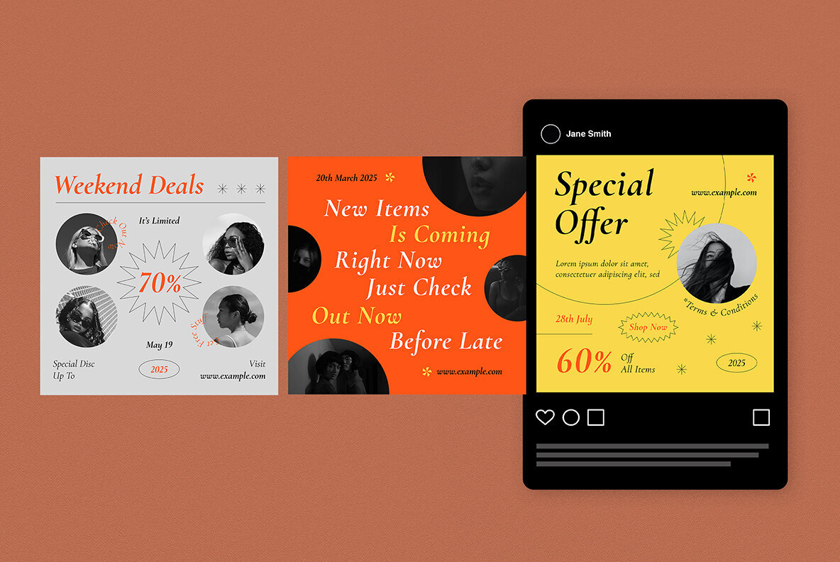 Orange Modern Design Fashion Sale Instagram Pack 4